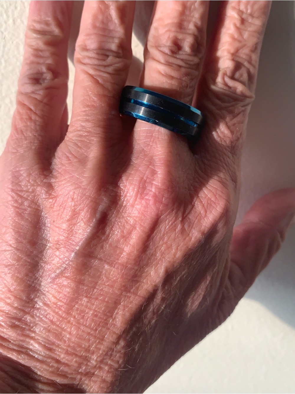 Blue Men's Tungsten Spinner Ring - Contemporary Band